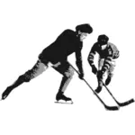 Grafica vettoriale di coppia del giocatore di hockey su ghiaccio
