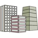 Vector afbeelding van drie hoge stijging gebouwen