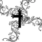 Croix chrétienne avec des fleurs