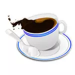 ベクトル描画傾いたカップのコーヒー