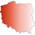 Image of outline red map of Poland