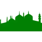 一座清真寺的绿色轮廓矢量剪贴画