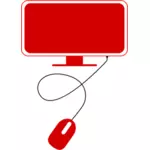 Красный современный компьютер значок вектора картинки