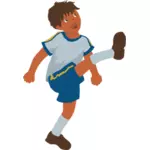 Image vectorielle du jeune garçon joue au soccer