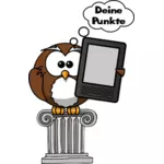 Seni klip vektor Owl memegang e-reader