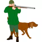 Jägare med doft hund hund vektor illustration
