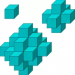 Clipart vectoriels de cubes turquoises légèrement asymétriques