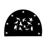 काली पृष्ठभूमि पर विभिन्न पक्षी silhouettes के ग्राफिक्स
