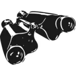 Vector graphics of black and white binoculars close-up