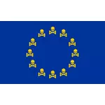 Vlajka EU s lebkou a zkříženými hnáty