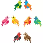 Vector Illustrasjon av fargerike fugler