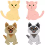 Gambar vektor dari anak anjing dan kucing