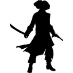 Piraten med pistol och svärd siluett