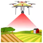 Drone maatilan yläpuolella