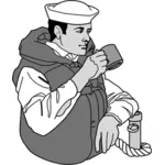 海军水手喝咖啡