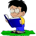 Мальчик с книга векторное изображение