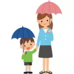 Sateenvarjot äidin kanssa