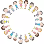 Дети в круг векторное изображение