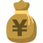येन के प्रतीक के साथ थैला