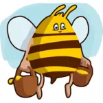 Abelha de desenho animado carregando mel