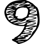 Sketched numeral nine