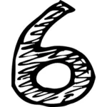 Sketched numeral six