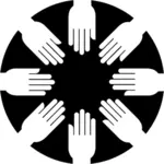 काले और सफेद में सहयोग हाथ