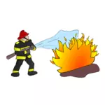 Brandweerman met vlammen