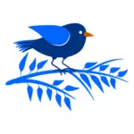Blå gren og en fugl