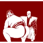 Luchador de sumo y árbitro