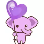 Gajah merah muda lucu dengan balon
