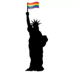 Statua della Libertà con bandiera LGBT