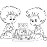 Mellizos jugando al ajedrez