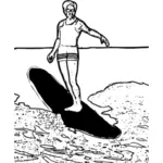 Surfen zwart-wit
