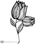 手描きバラの花