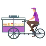 Vendeur de pain avec chariot de cycle
