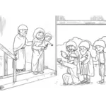 ישוע עם ההורים סצנה