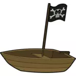 Vektorbild av enskild person sjörövarskepp med en flagga