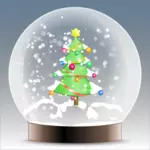 Pomul de Crăciun ninsoare glob grafică vectorială