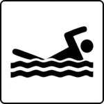 Vektor seni klip berenang tanda tersedia fasilitas
