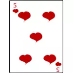 Пять из сердца карточные векторное изображение