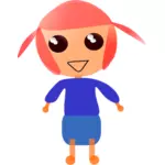 Cartoon girl with pigtails