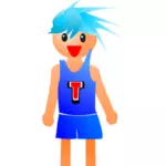 Basketballspiller med blått hår