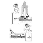 Space shuttle i astronout grafika wektorowa