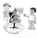Tres niños jugando en imagen vectorial silla