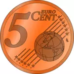 5 यूरो प्रतिशत सिक्का के वेक्टर छवि