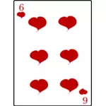 Kuusi sydäntä pelaamassa korttia