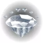 Pierre de diamant entouré de dessin vectoriel de diamants