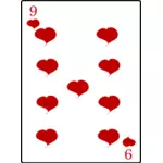 Девять из сердца карточные векторное изображение