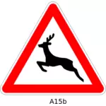 олень, пересекая трафика предупреждающий знак векторная иллюстрация